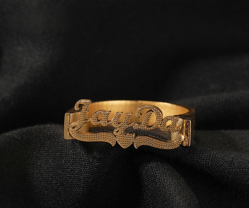 Hip-hop-style, vintage-inspired, new custom-made English personalized Out D VVS Diamond stainless steel cut-out letter Luxury Iced rings, Luxury Ice