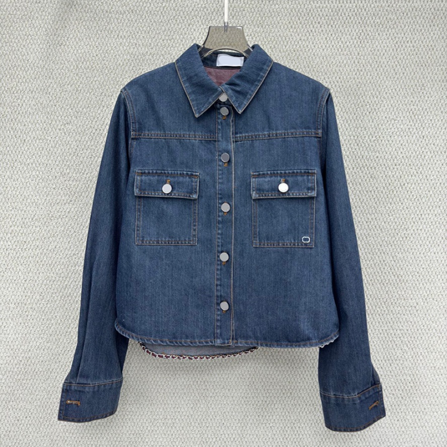 Women Street Style Denim Jackets Luxury Slim Fit Lapel Neck Coats High End Vintage Holiday Vacation Cropped Outerwear