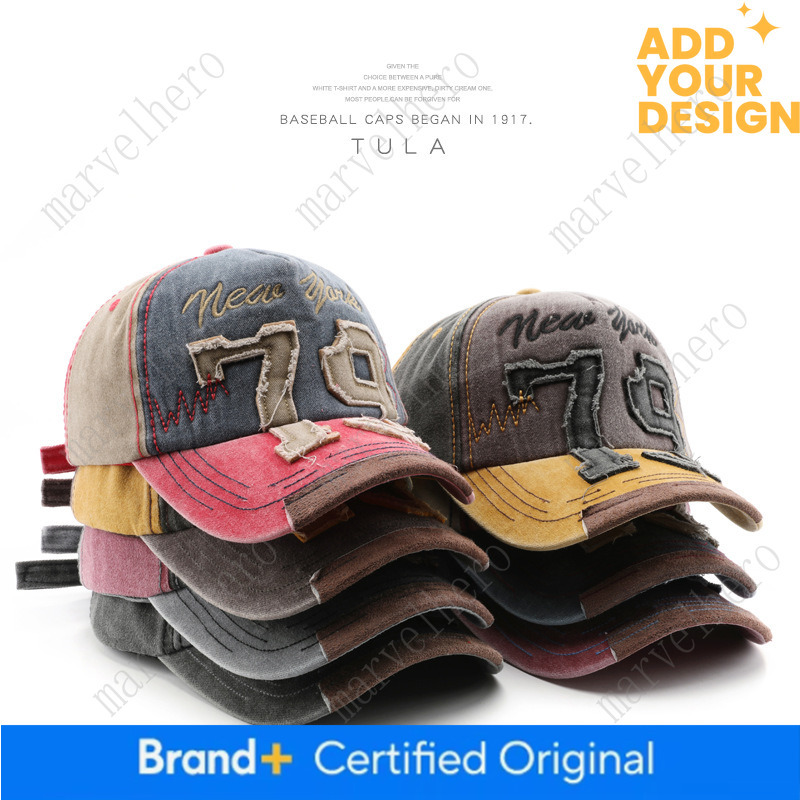 Korean Version Personalized Retro Men S Washed Vintage Digital Embroidery Baseball Outdoor Women S Travel Sun Protection Visor Cap