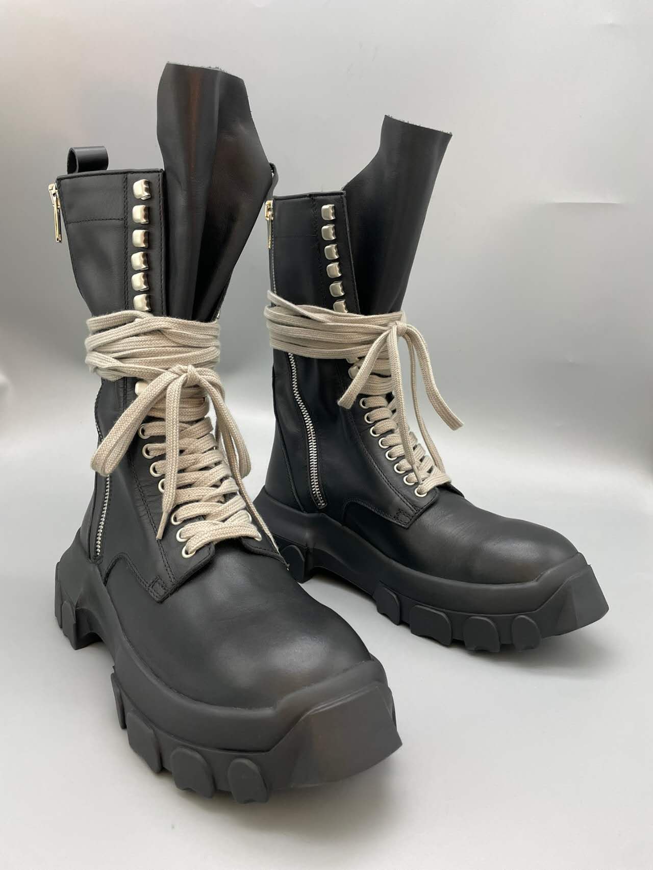 Dark Style Ankle Boots for Men or Women Genuine Leather High Top Shoes p30d50