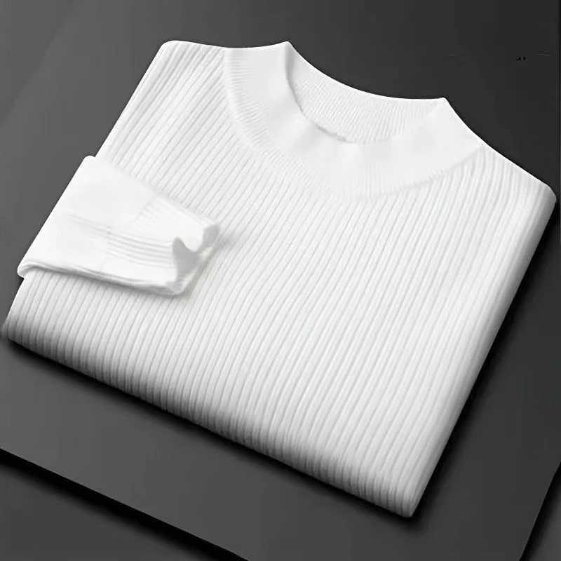 Neck Autumn Men's Knitted Mock Sweaters Long Slve Woolen Pullover Sweater Winter Outdoor Warm Stripes Thick Heavyweight Top M261016
