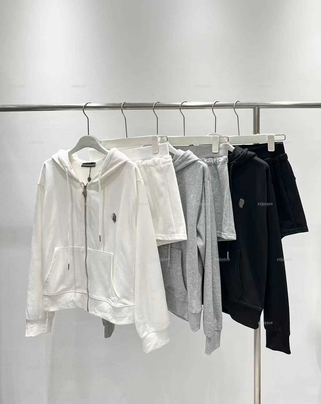 Brand Ladies Sweat Suit Full Zip Hooded Sweatshirt High Waist Drawstring Shorts women designer clothes Casual Sportwear Two Piece Outfit A805X15N031