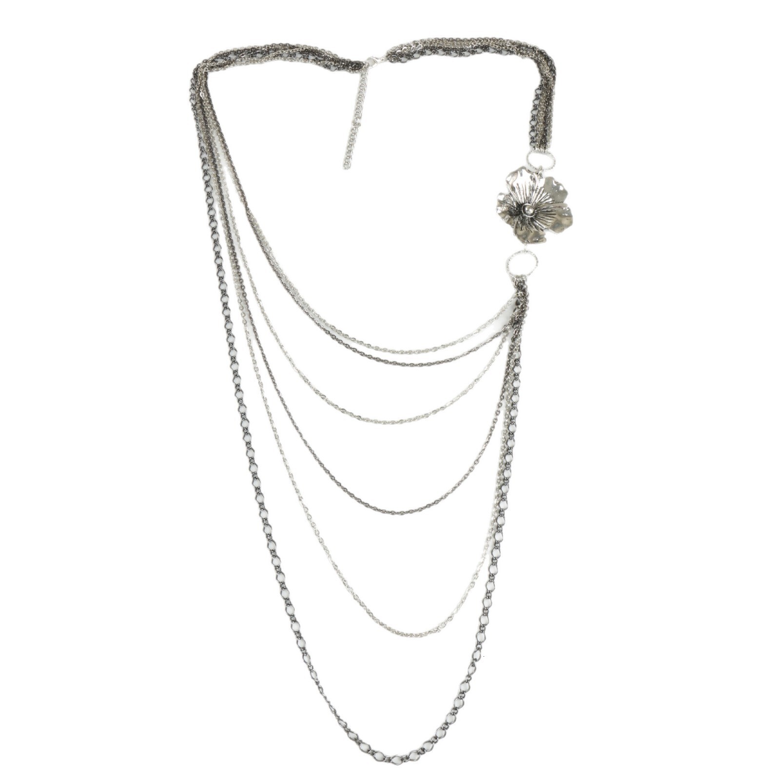 Retro floral tassel necklace for women, European and American jewelry, multi-layered sweater waist chain, decorative chain