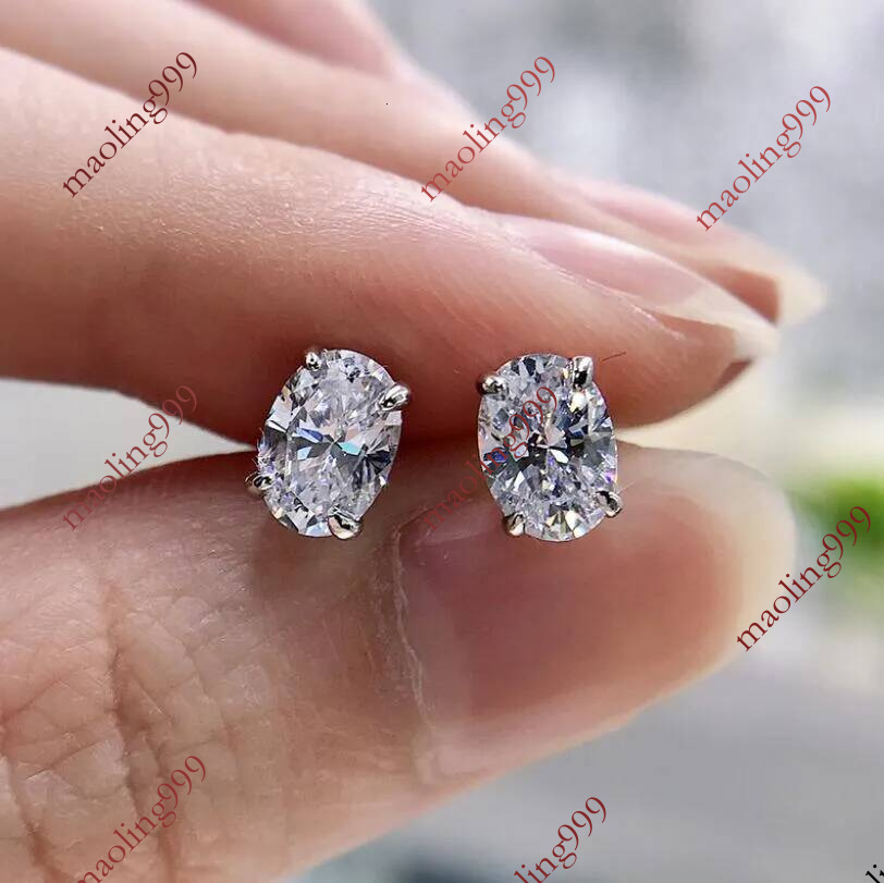 Choucong Drop Ship Top vente boucles d'oreilles Moissanite Solitaire Simple bijoux de mode 925 en argent Sterling or remplissage femmes mariage o