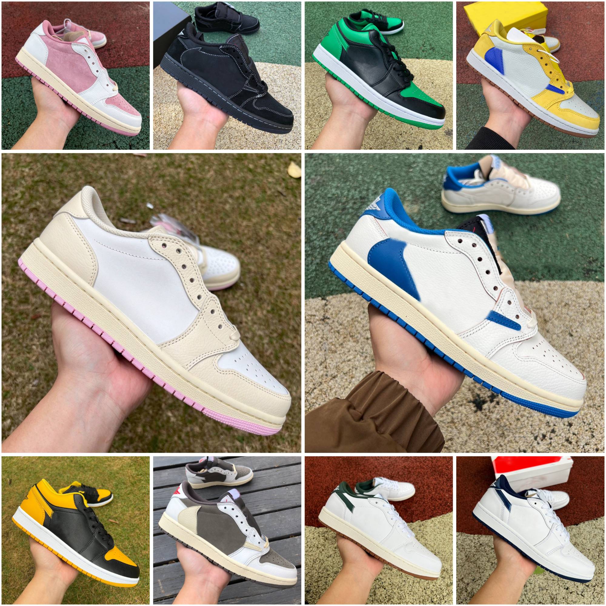 2027 Designer 1 1s j1 low Basketball Shoes travis 1s Tropical Pink Shy Pink Pack Black Phantom Dark Mocha Velvet Brown Canary Reverse Mocha Royal Bl
