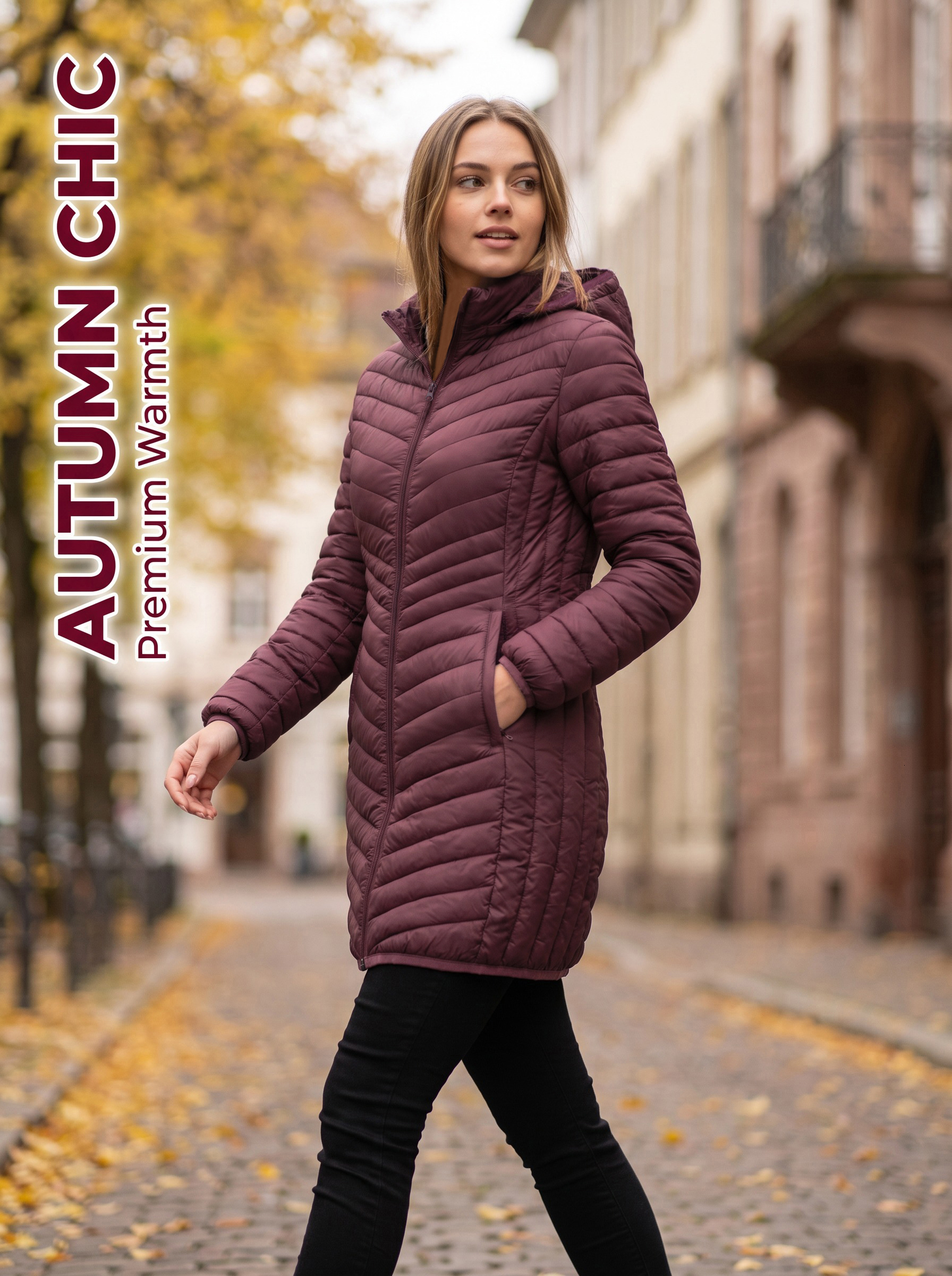 Women Puffer Down Jacket Coat Women's Winter Ultra Light Padded Cotton Jacket With Detachable Hood, Solid Color Jacket, Lightweight Mid Length