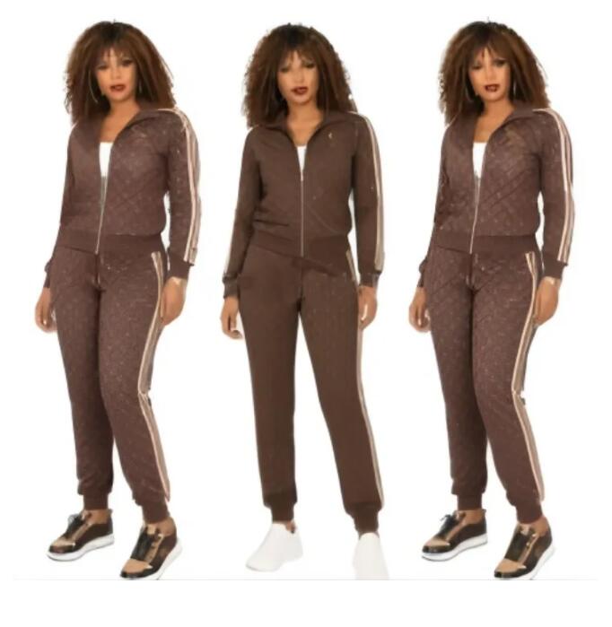 Women's Tracksuit autumn Luxury brand casual sports stand collar zipper jacket leg tied pants loose women's two-piece set