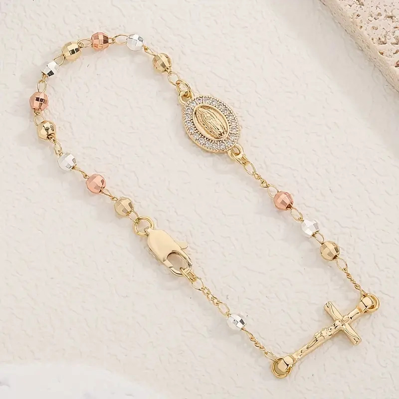 Luxury Elegant Dainty Jewelry Luxury Brand Designer Jewelry 2026 European And American Hot-Selling Product: Cross-Studded Bead Chain With Color Rete