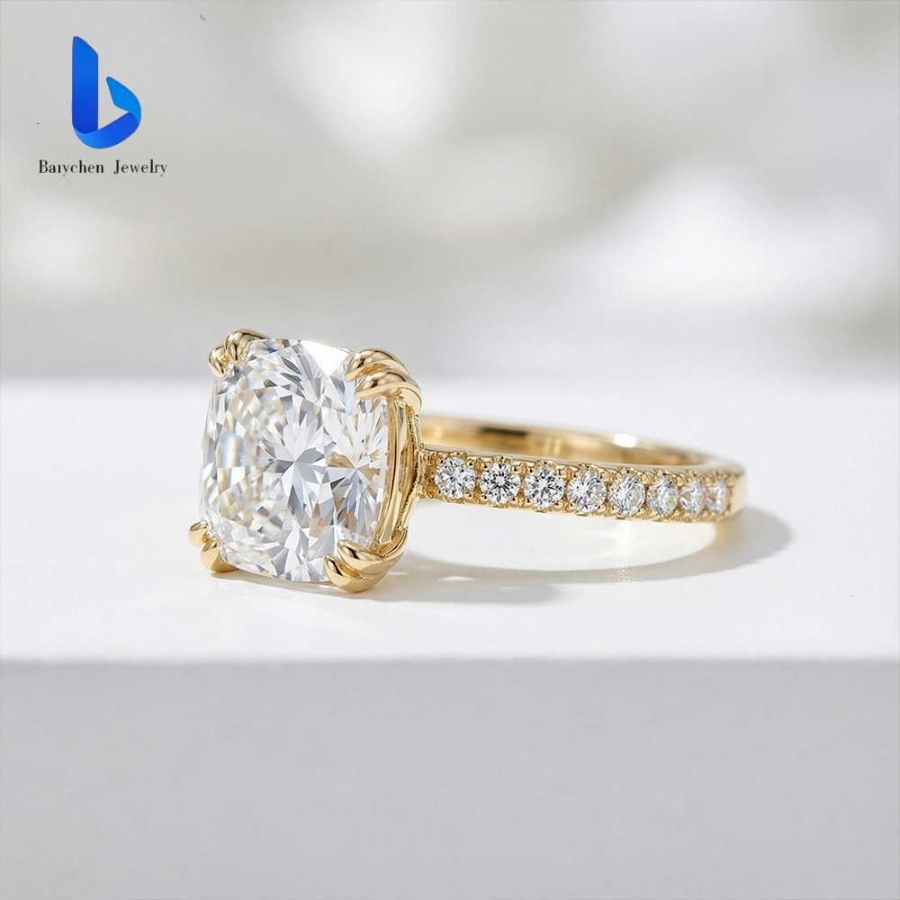 10K/14K/18K Gold Custom Delicate Cushion Cut Ring 0.3-2.5CT D Color HPHT CVD Lab Grown Diamond Women's Gold Engagement Jewelry