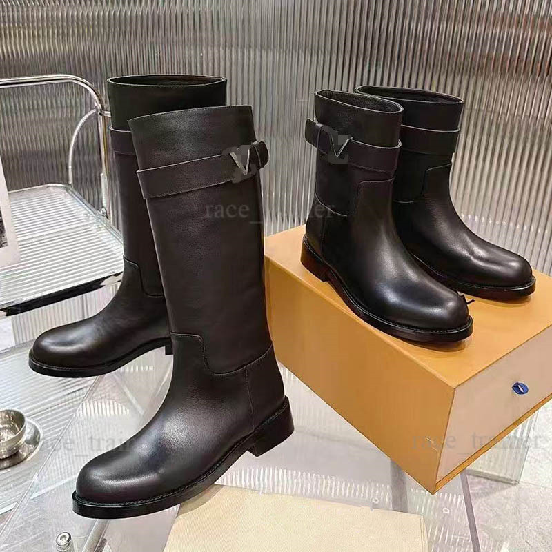 Midtown Amiral boot Womens Black Leather Biker Boots Silver Metal Buckle Flat Slip On ankle Tall Motorcycle Designer Fashion Riding Boots 26 10.14 0