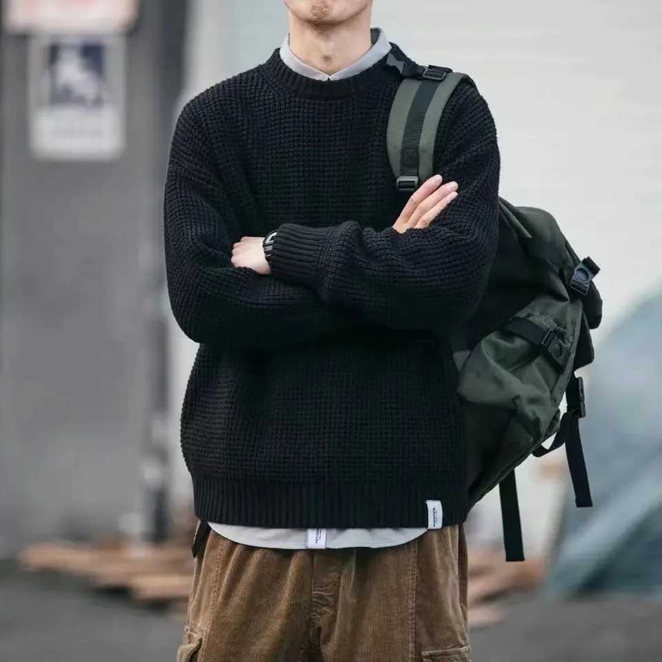 Knitwear Thick Korean Popular Oversize Clothes Knitted Sweaters for Men Autumnr and Winter Strtwear Aesthetic Top Pullover Man M261016