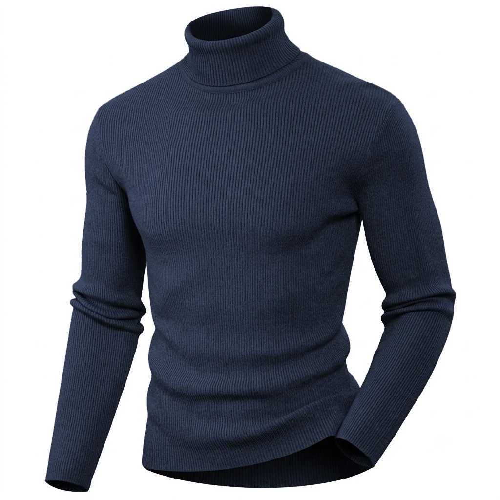 Color Solid New Knitted Mens Turtleneck Pullover Sweater High Neck Warm Casual Tops Winter Outdoor Knit Outerwear for Men M261016