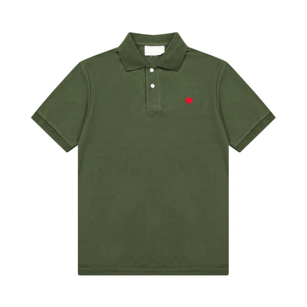 Cdgshirt Shirt Outdoor Casual Loose Lapel Shirt Old Money Wind Business Paris Fashion Streetwear Simple Pure Color Love Heart Graphic Icon Play Polo