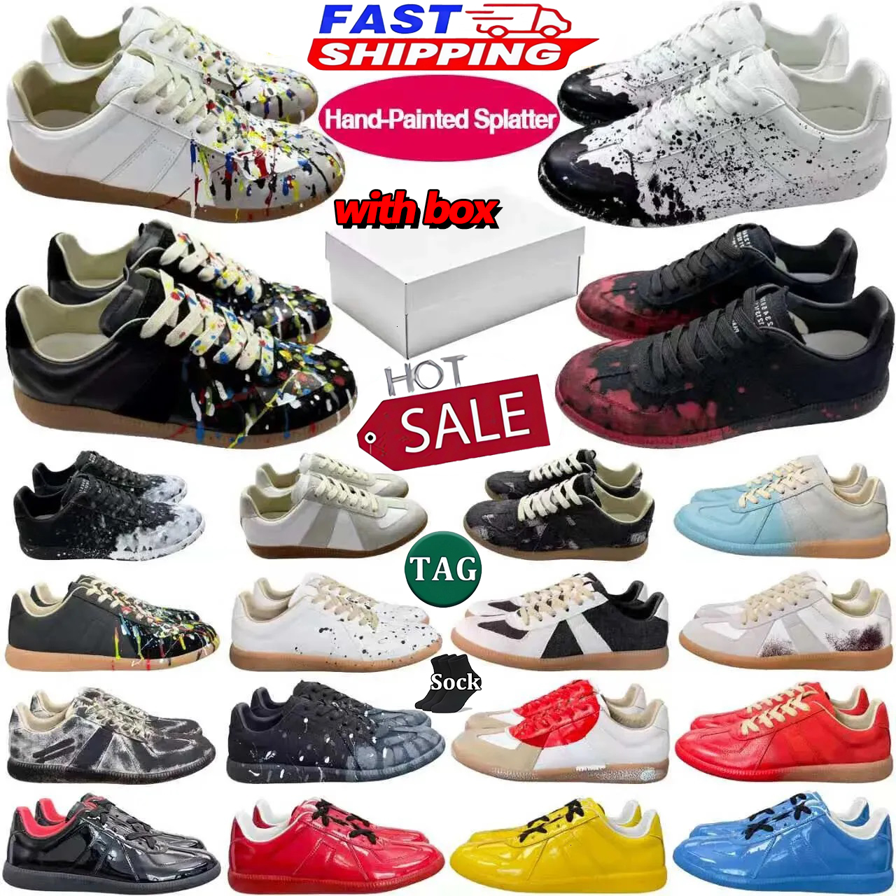 Top Quality German MM6 Army Margela Shoes GATs Suede Gum Classic Casual Sneakers Paint Trainer Gat Sneaker Black Grey White Painter Nude Brown Women