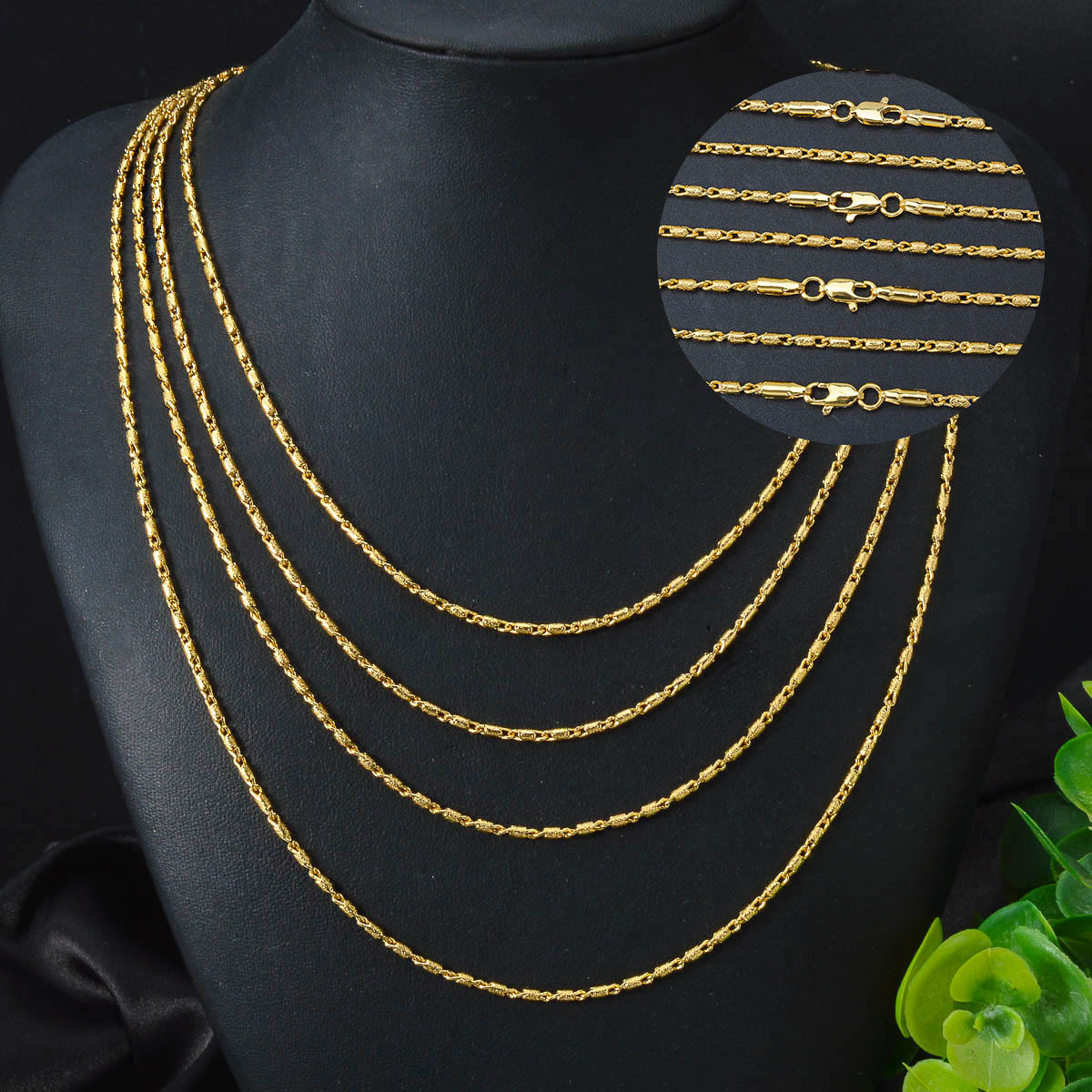 Classic Elegant Thin Women's Cylindrical gold Collarbone Chain Necklace Simple and Luxurious Non-Fading Jewelry