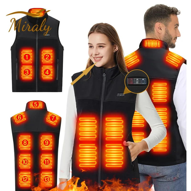 21 HEATING ZONES Heated Vest Lightweight Heating Jacket Coat Vests Men Women Winter Usb Self Heating Thermal Heating Down Jacket 261019