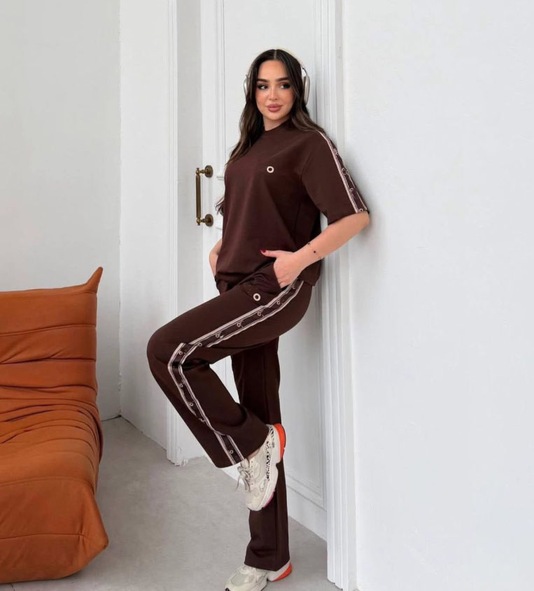 Casual Tracksuits for women fashion embroidered short sleeve T shirts patchwork wide leg pants two-piece set sportswear