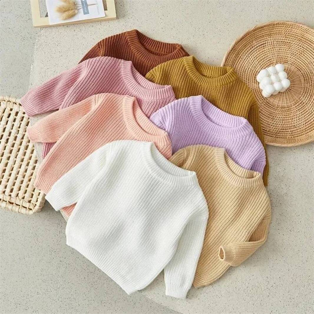 Girls Hoodie Suefunskry Born Baby Girl Boy Knitted Long Sleeve Autumn Winter Sweater Solid Loose Pullover Casual Tops Kids Clothes pullover Crew Nec