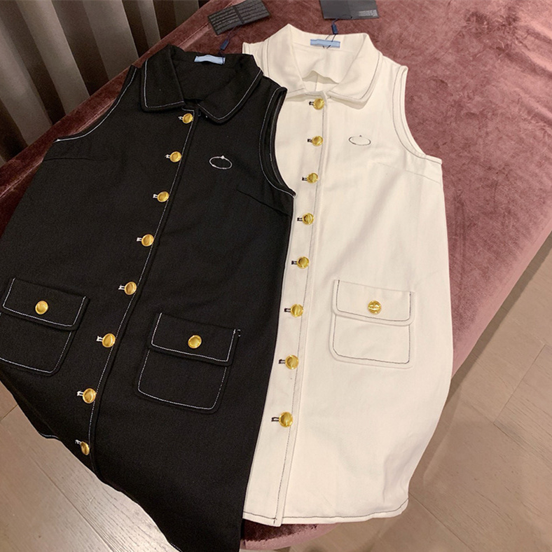 Denim Dress For Women Street Style Lapel Collar Sleeveless Button Straight Dress Summer Dinner Travel Stroll Vintage Jeans Mini Dresses