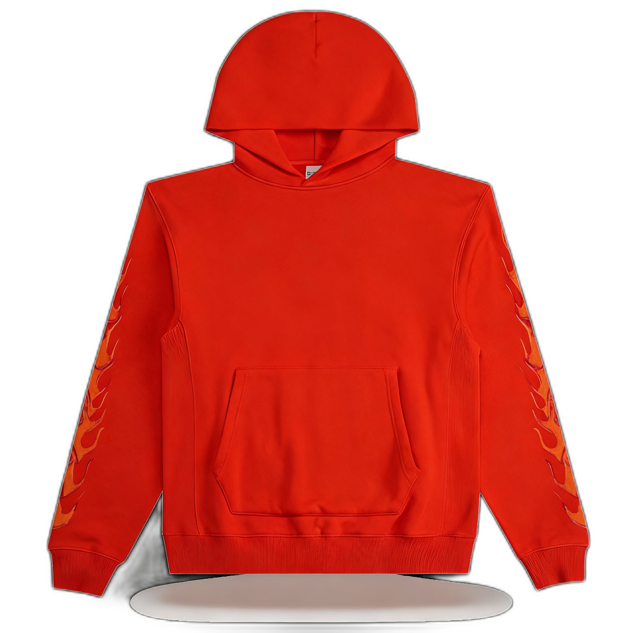 Parke Hoodie Sweatshirt Men Long Sleeve Flame Print Design Front Pocket Relaxed Fit Pullover Red Color Casual Streetwear Gift