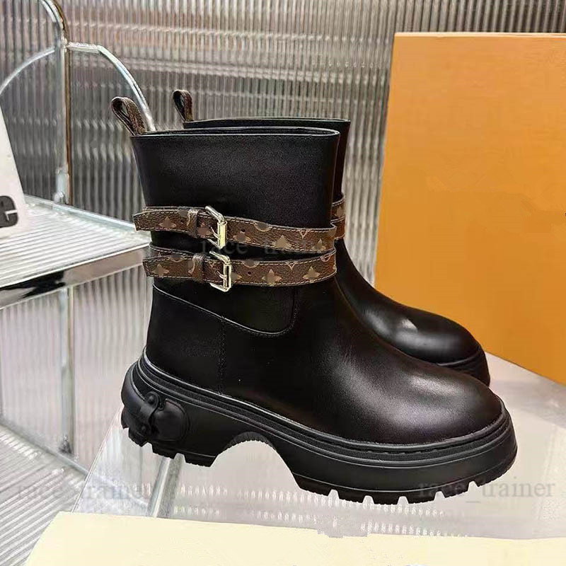 Squad Midtown boot Womens Black Leather Biker Boots Metal Buckle Chunky Platform Combat Motorcycle Ankle Tall Boots 26 10.14 01