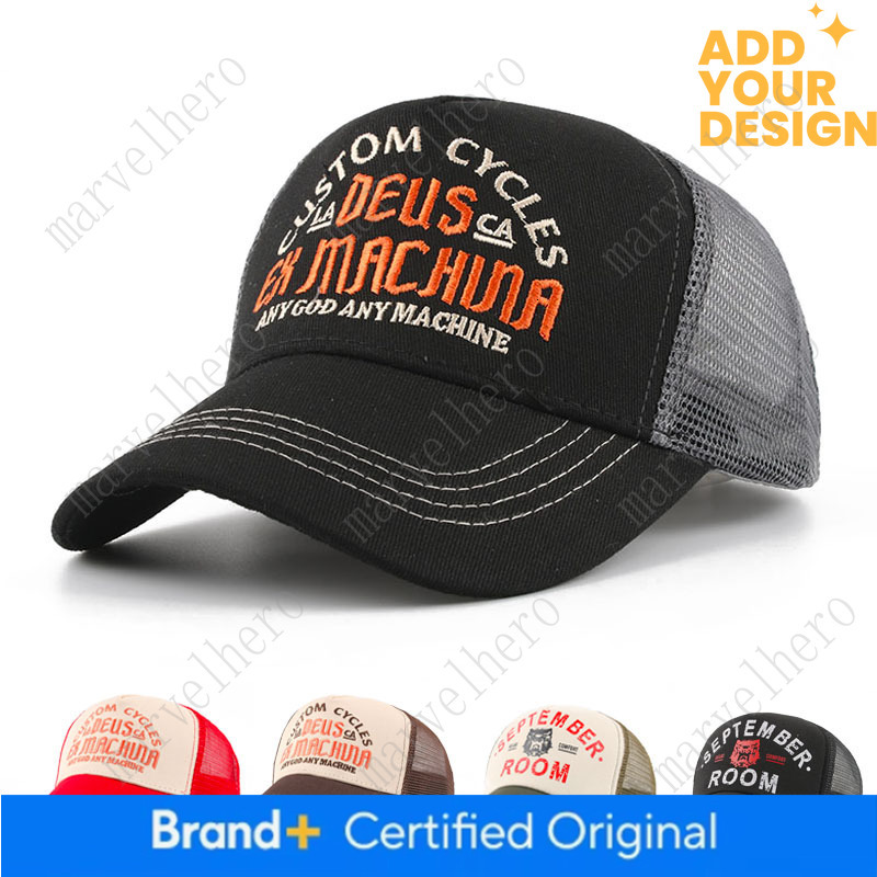 New Spring Hat For Men American Retro Letter Mesh Cap Breathable Summer Sunshade Trucker Hat Outdoor Baseball Cap