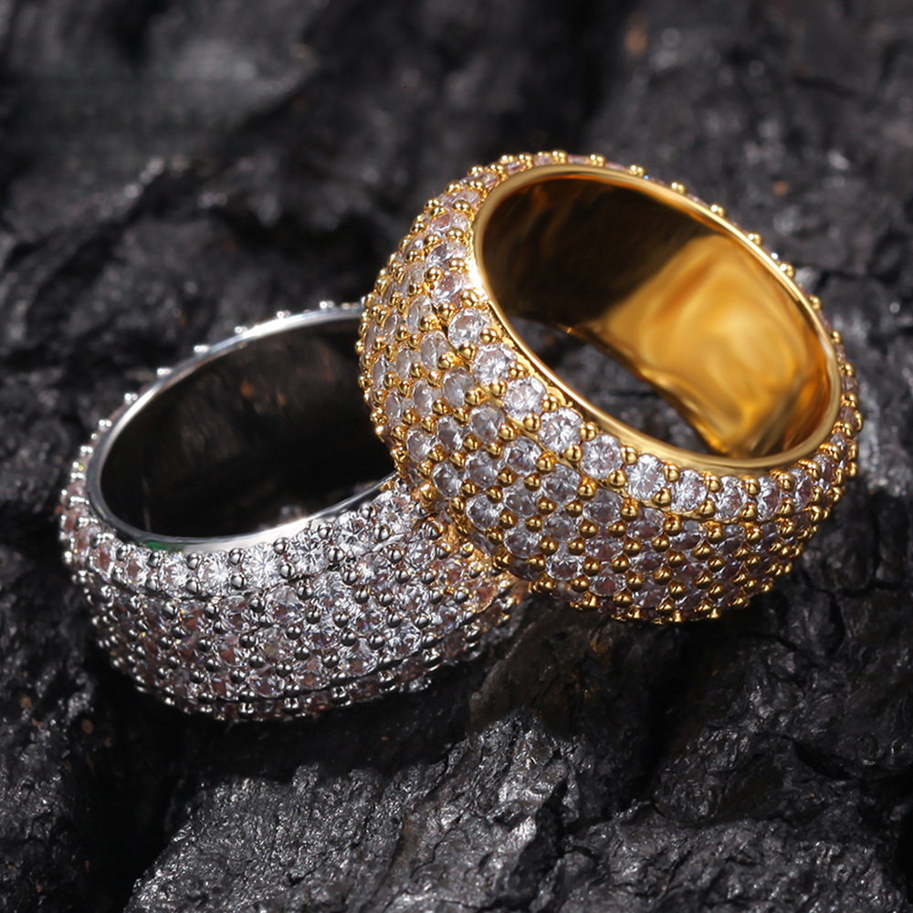 Hip-Hop Out D VVS Diamond Personality Exaggerated Full Inlaid 5 Row moissanite for Men Niche High-End Feel Ring Real 18K Luxury Iced 14K 10K Luxury