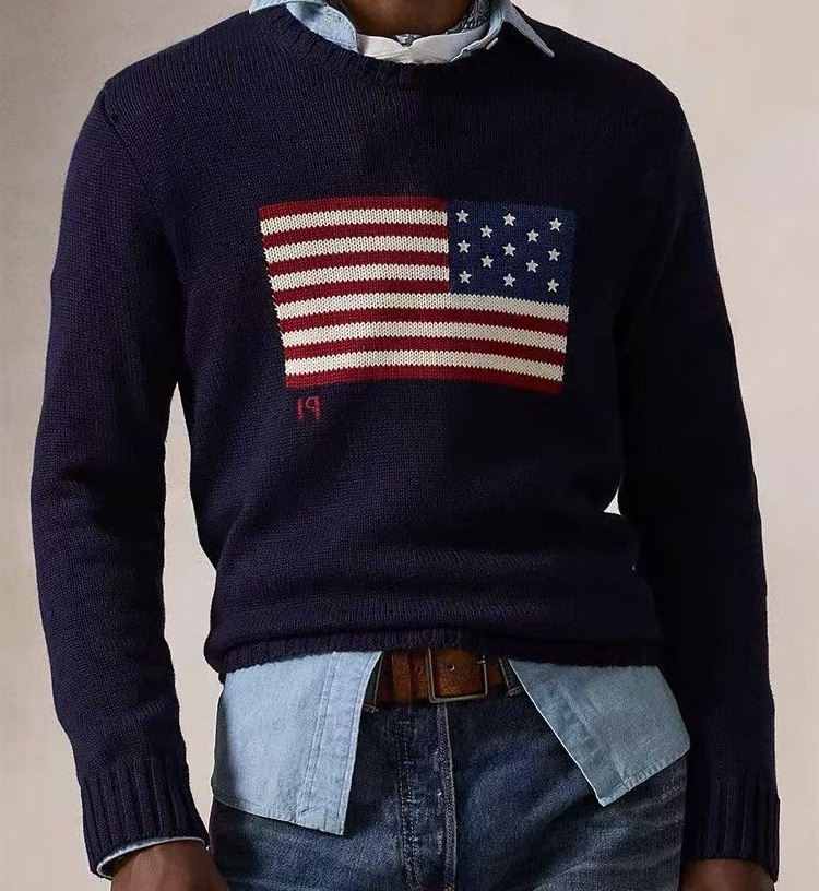 Men's Sweater Fashion Designer Womens Mens Sweaters Ladies Knitted Sweater Jumpers American Flag Trendy Winter Highend Comfortable pullover Cot