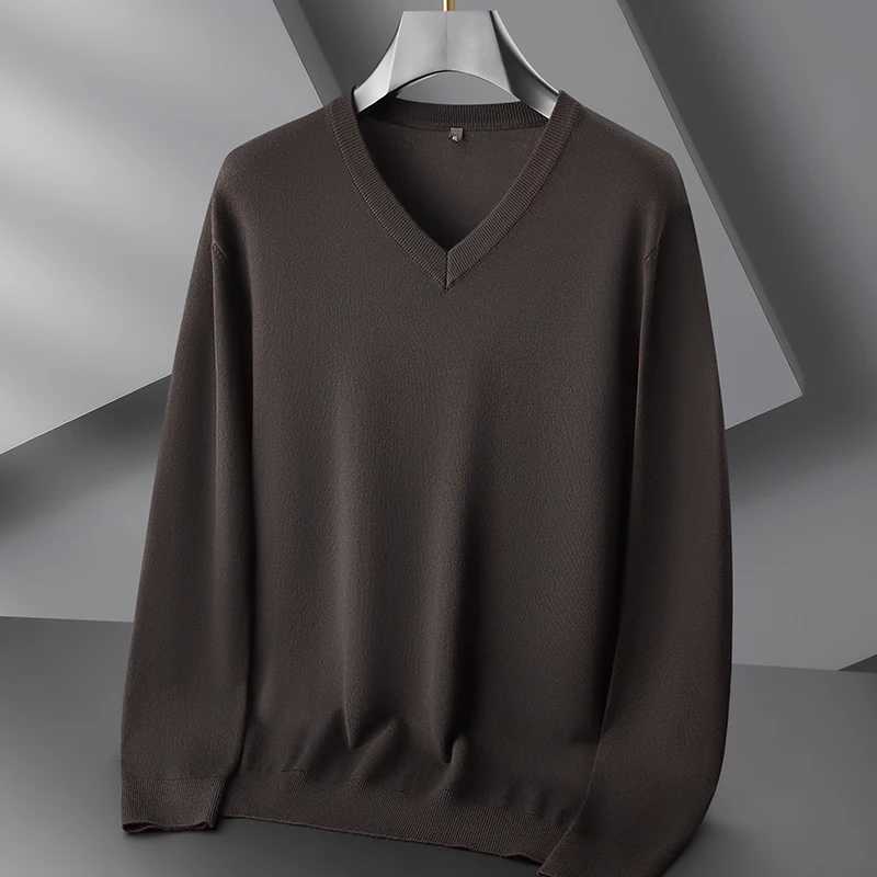 7XL 6XL 2024 New 8XL Autumn Winter High End Business V-Neck Sweater Men Soft Warm Cashmere Pullover Casual Loose Mens Sweaters M261016
