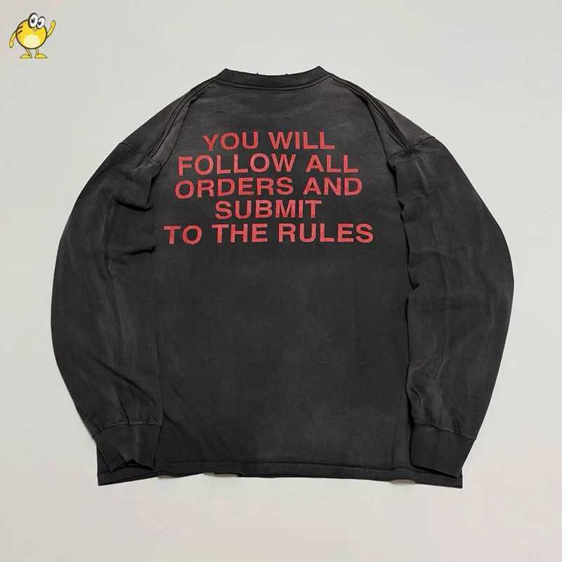 Unisex Washed Saint Long Sleeve T Shirt Men Woman Vintage Print Damaged Round Neck Hip Hop Spring Autumn Top Streetwear T261019