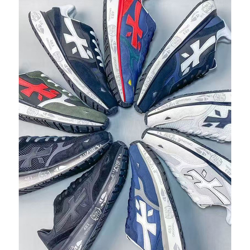 Premiata Italy Vintage Retro Couple 200 Designer Dress Running Sneakers Men Women Casual Jogging Shoes Suede Leather with Graffiti Print Grey Black