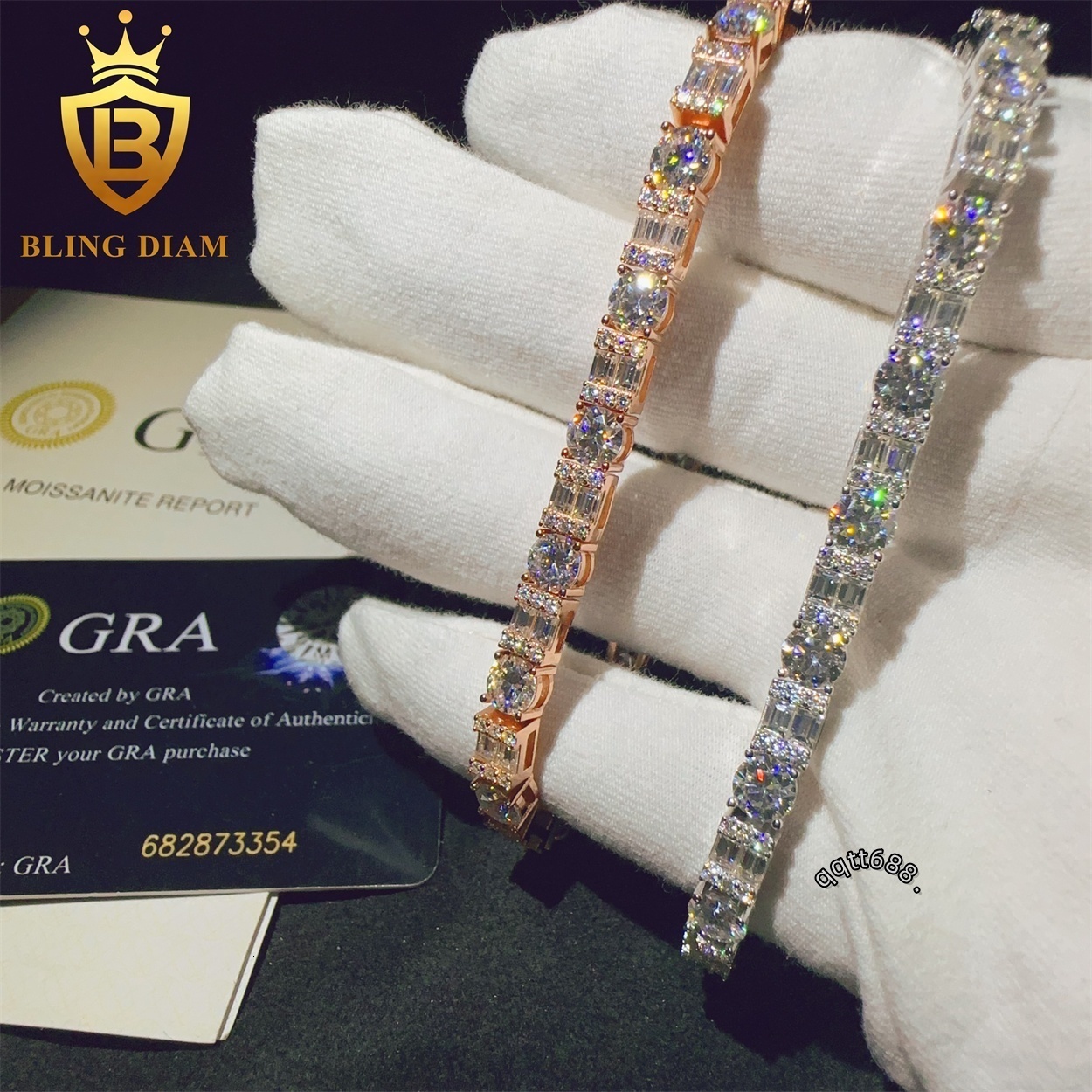 5MM Pass Diamond Tester Custom Hot Selling Hip Hop Jewelry 925 Sterling Silver Vvs Moissanite Diamond Tennis Chains Bracelet