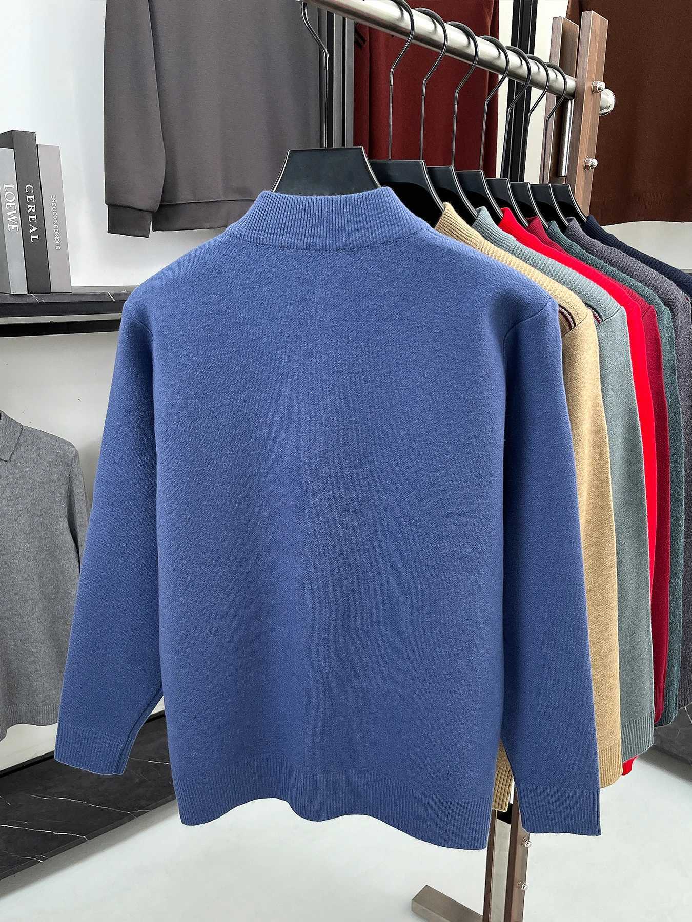 Autumn Winter Crew Neck Men Zipper Pullover Sweater Soft Elastic Warm Knit Jumper Business Casual Daily Sports Men Gift M261016
