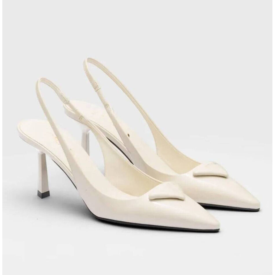 Luxury Fashion Casual Handbag Women Sandals Shoes Patent Leather Slingback Pointed Toe Elegant Bridal Wedding Dress High Heels Lady Pumps Black