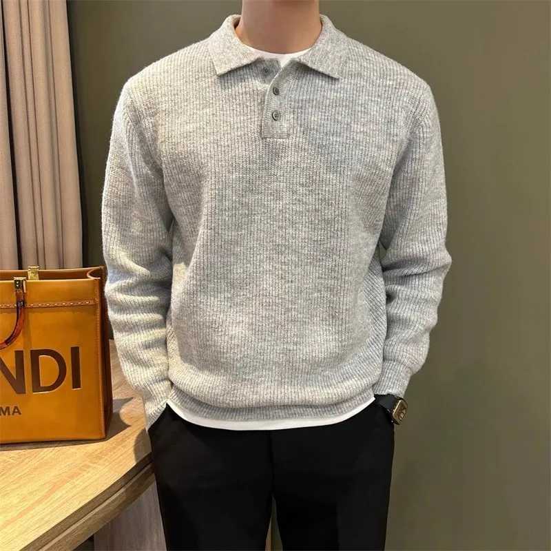 Autumn Mens Knit Winter Sweater Pullover Korean Soft Heavyweight Knit Sweaters Minimst Long Slve Solid Casual Top M261016