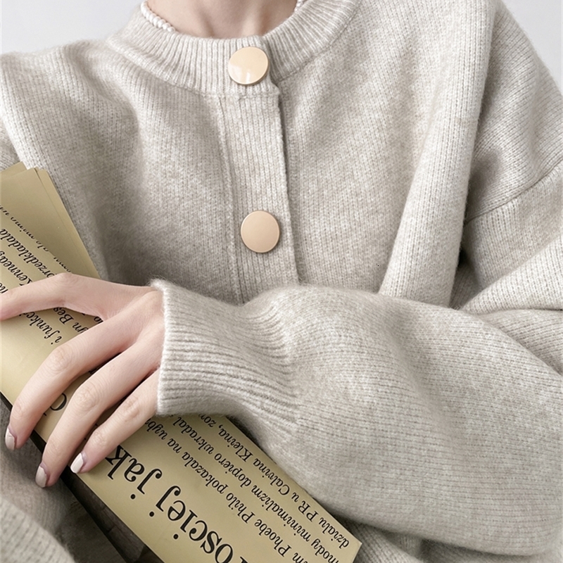 AOSSVIAO Women Cardigans Sweater Oneck Autumn Winter Knitted Loose Solid Single Breasted Womens Sweaters y260929