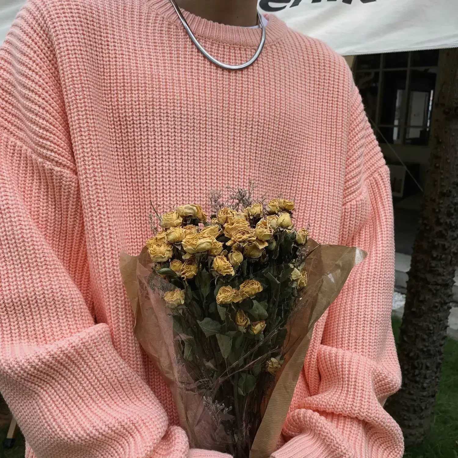 Crewneck Male Knit Round Sweater Collar Men's Clothing Pullovers Solid Color Plain Korean Style Y2k Strtwear Fashion 2025 M261016