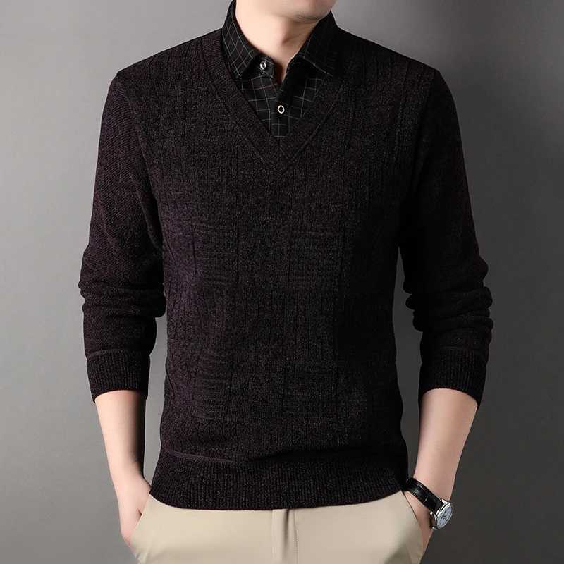 Sweater Flce Winter Thickened Men Pullover Shirt Collar Sweaters Velvet Clothing Autumn Winter Jumpers Fashion Knitwear M261016