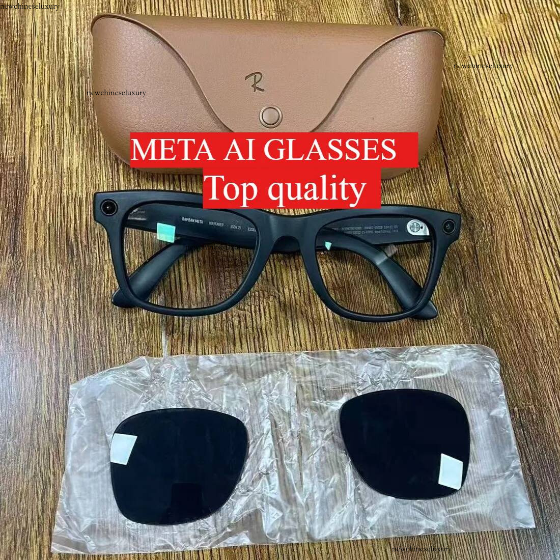 2026 META AI RB LOGO avec étui de chargement Lunettes intelligentes Caméra HD Traduction Musique Appel Bluetooth Connectez-vous à l'application p
