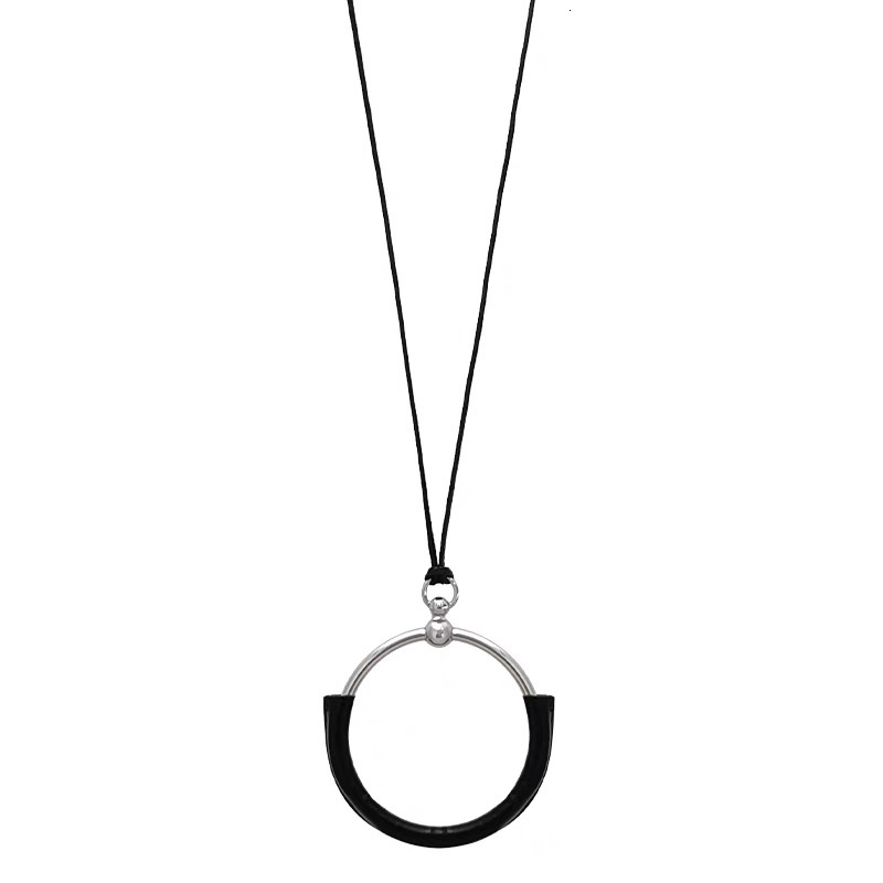 HABI-style calfskin pendant black cord, long necklace women, 2024 autumn collection, suitable for wearing with sweaters