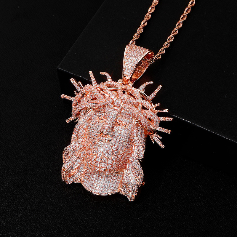 hip-hop pendant 925 Sterling Silver with full diamond zirconia, street style personalized trendy brand portrait jewelry accessory