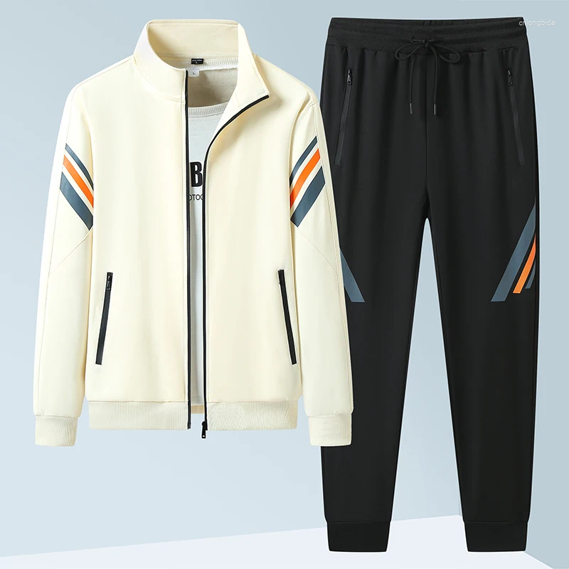 Spring Autumn Casual Men's Sports Suit Jacket Trousers Two-piece Set Sweatshirt Tracksuit