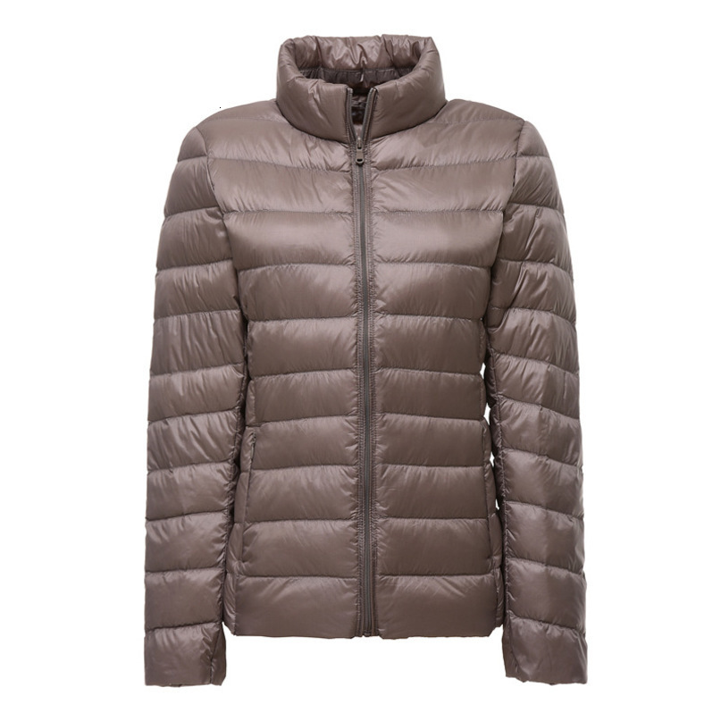 2026 Winter Women Blue Ultralight Thin Collar Jacket White Overcoat Long Sleeve Warm Coat Parka Female Portable Outwear 260923