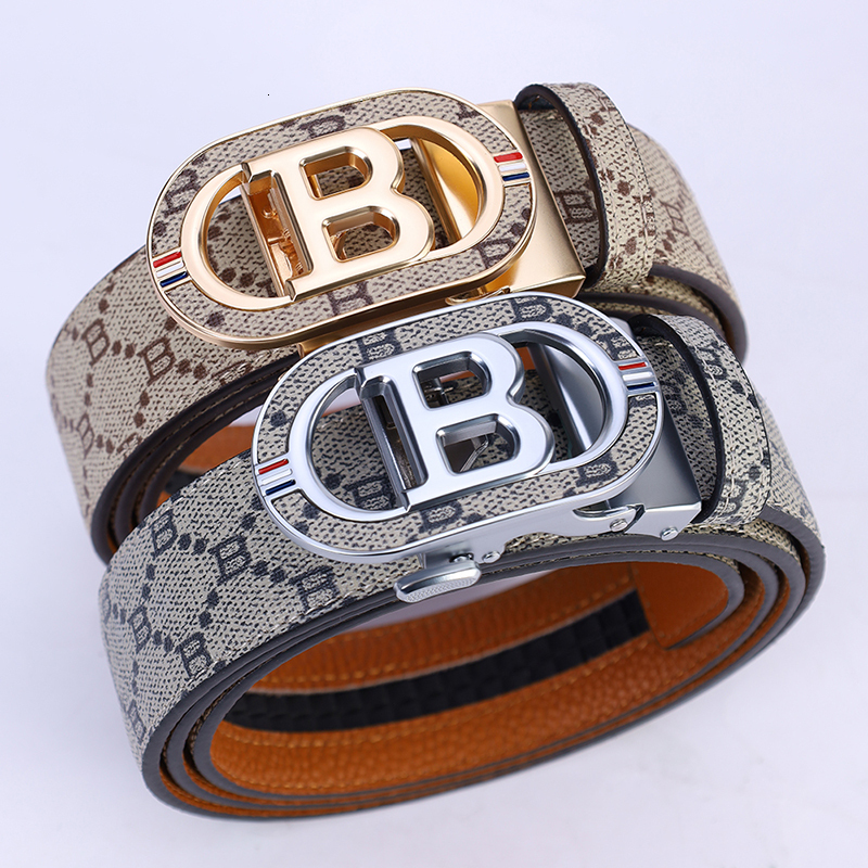 Men's Leather Automatic Buckle Durable Alloy Belt, Casual and Stylish Universal Design, Suitable for All Seasons 26Y1019