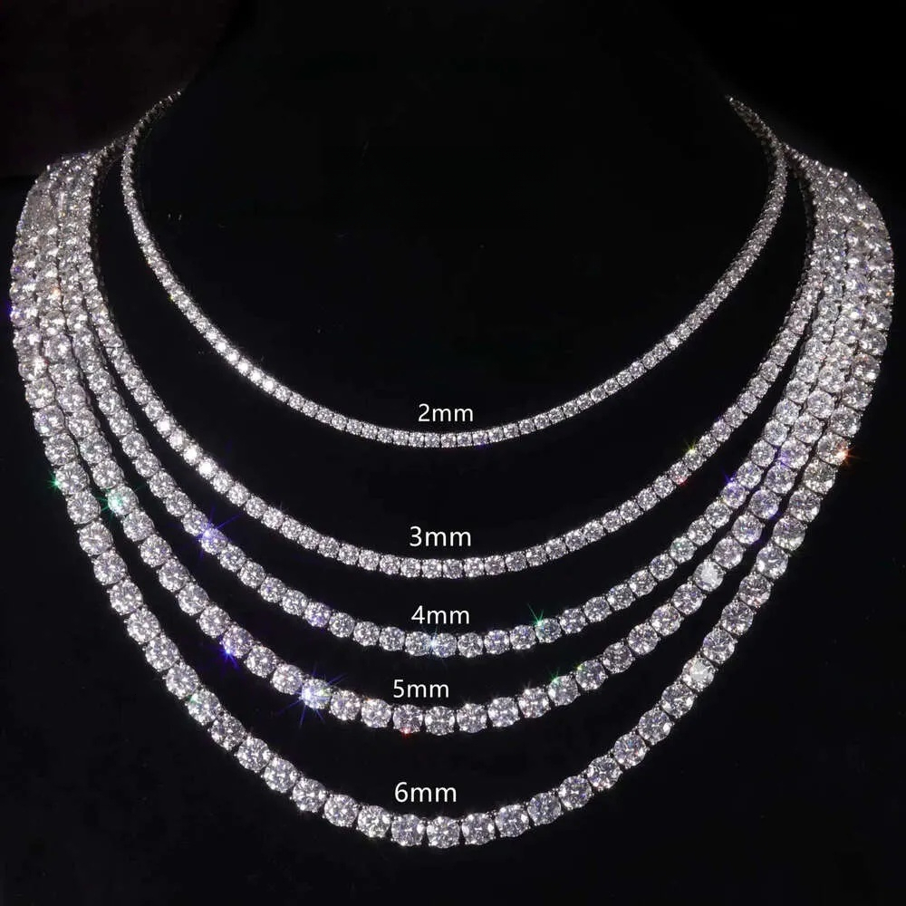 Pass Diamond Tester With GRA 925 Silver 14k 18k Gold 3/4/5/6mm Ice Out Necklace Vvs D Color Moissanite Tennis Chain for Men
