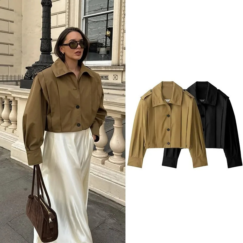 Bomber Jacket Outerwears Short Coat Woman Jackets Classic Elegant Women's Y2K Vintage Top Casual Spring Summer Black 261015