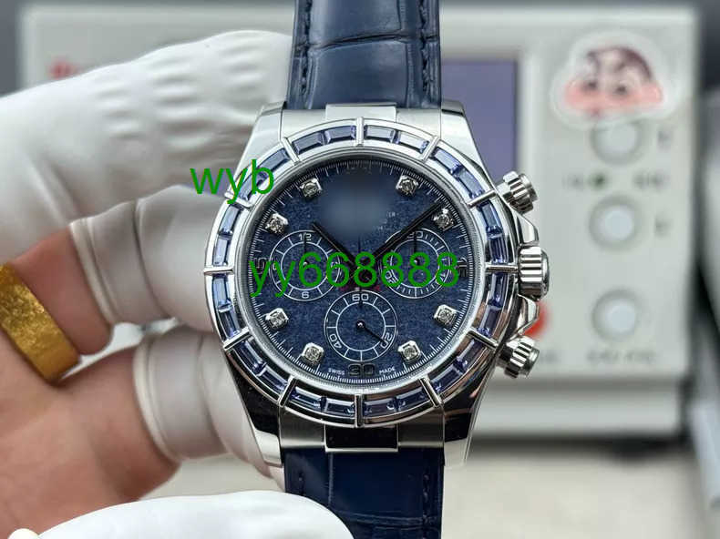 Watch Luxury Watch 40mm 116589 Blue Dial Diamond Bezel Dayt0na 4130 Mens Watches Automatic Mechanical Watch Wristwatch Sports watch Business watch W