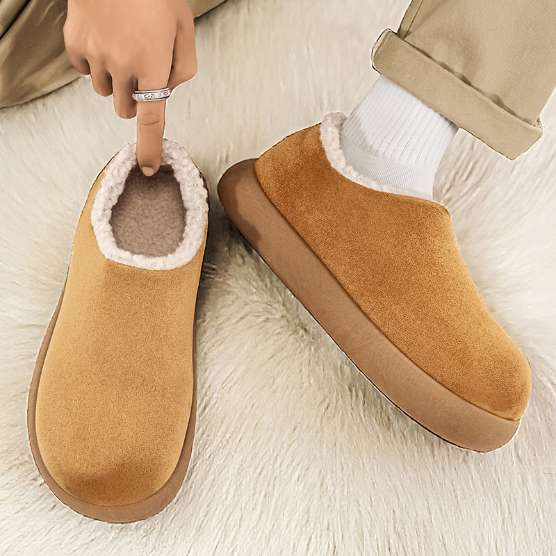 Unisex Winter Slip On Snow Boots Thick Fleece Lined Warm Low Top Cotton Shoes