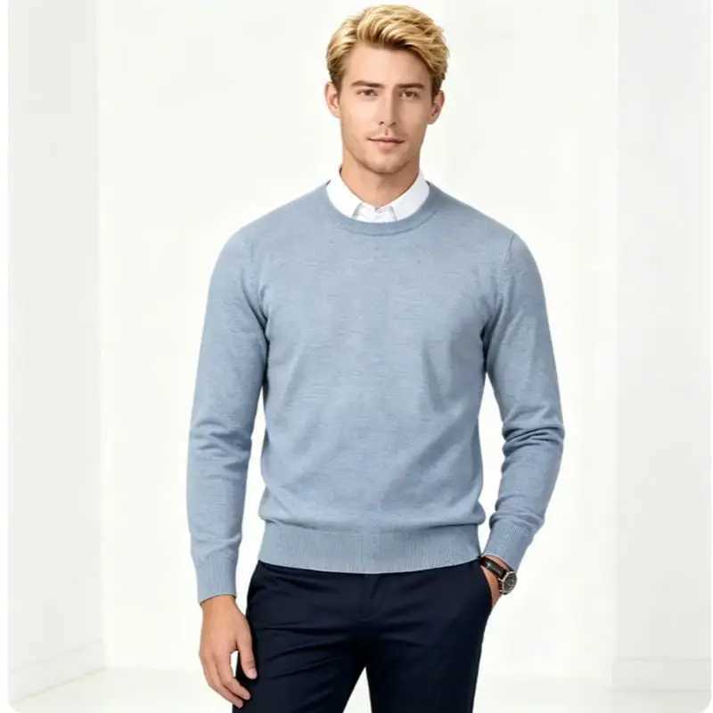 O-neck 2026 Cashmere Pullovers Sweater Men's Loose Oversized M-3XL Knitted Bottom Shirt Autumn Winter New Korean Casual Men Top M261016