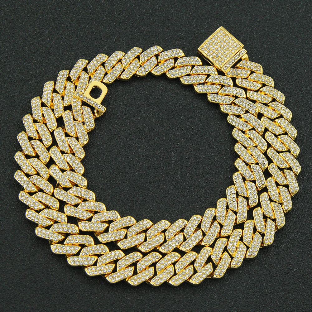 Hip Hop Bling Fashion Chains Jewelry Mens Gold Silver Miami Cuban Link Chain Necklaces Diamond Iced Out Chian Necklaces